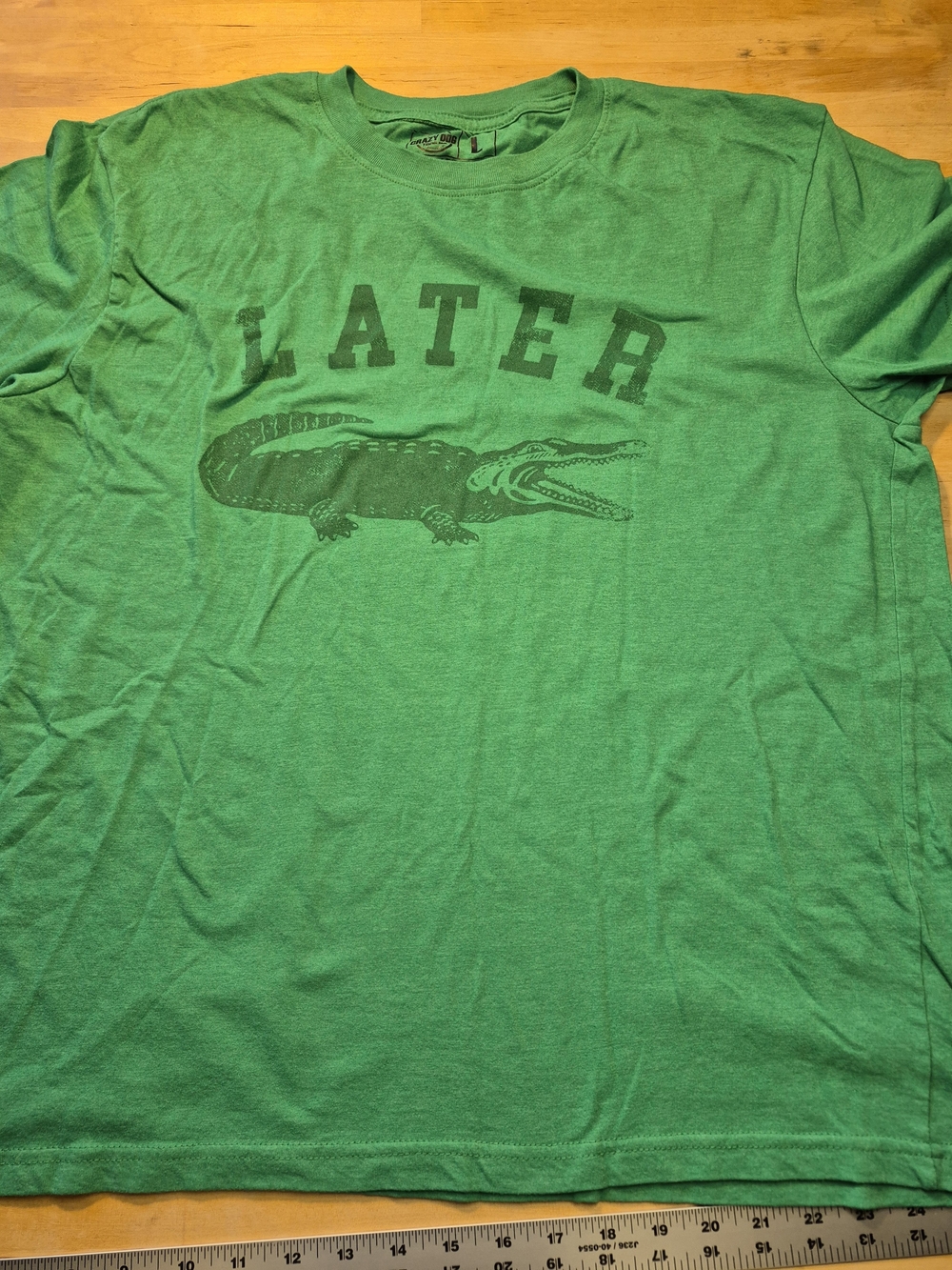Crazy Dog T-Shirts Green Alligator "LATER" Graphic Tee
